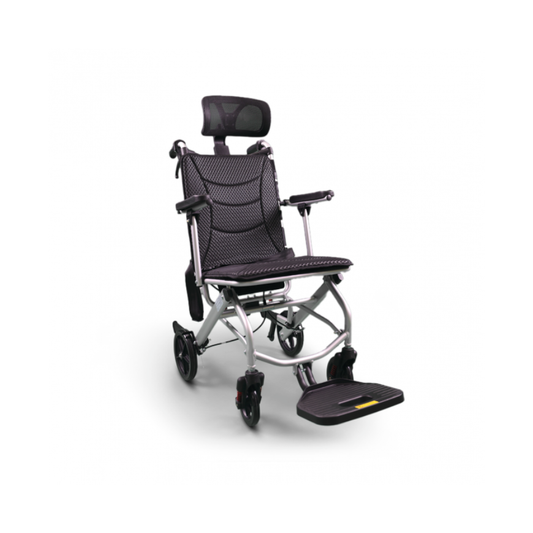 Lightweight aluminum mobility chair with movable back and headrest